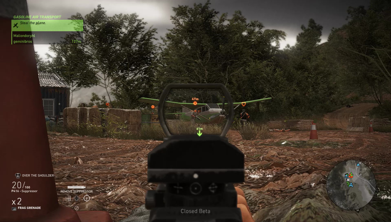 It’s generally a third-person game, but by default it snaps to iron sights when you aim.
